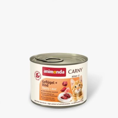 Carny Kitten 200гр - консервирана храна за малки котенца, птиче месо и говеждо