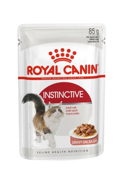 Royal Canin  INSTINCTIVE IN GRAVY 85g - Пълноценна мокра храна със сос в пауч за възрастни котки от 1 до 7 години