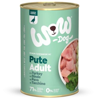 WOW Dog Adult 400гр - пуешко с тиквичка и глухарче 