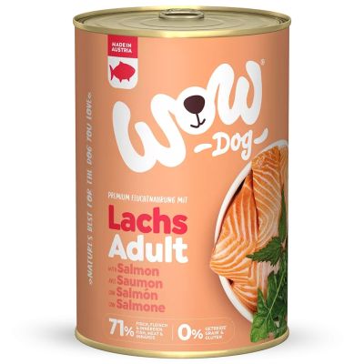 WOW Dog Adult 400гр - сьомга с глухарче и коприва 