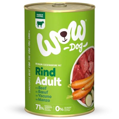 WOW Dog Adult 400гр - говеждо с моркови и тиквички
