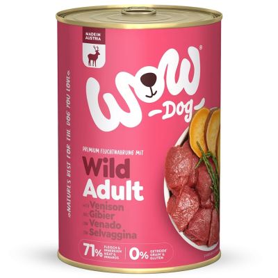 WOW Dog Adult 400гр - еленско с водорасли и сладък картоф 