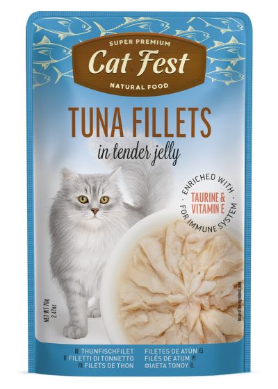 Cat Fest Adult пауч за котки с филета Риба тон в крехко желе  70гр