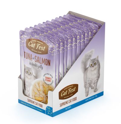 Cat Fest Adult пауч за котки филета от Риба тон и сьомга в крехко желе 70гр