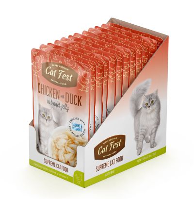Cat Fest Adult пауч за котки с Пиле и патица на пара в крехко желе 70гр