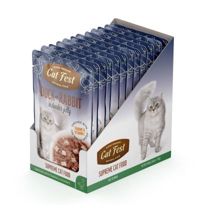 Cat Fest Adult пауч за котки с Патица и заек в крехко желе 70гр
