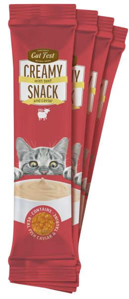 Cat Fest Кремообразно лакомство - говеждо и хайвер и таурин 4 х 10 гр.  