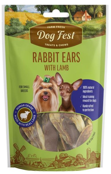 Dog Fest Заешки уши с агнешко (малки породи) 55 гр.