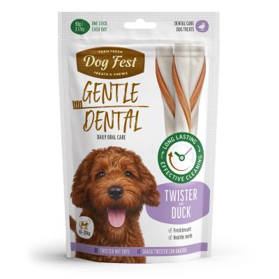 Dog Fest дентален Twister с патешко за кучета от 10 до 20 кг.