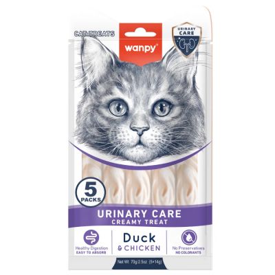 Wanpy Cat Urinary кремообразно лакомство  за проблеми с уринарния тракт, 5х14 г