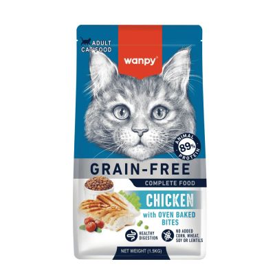 Wanpy Grain Free суха храна за котки с пилешко, 1.5 кг