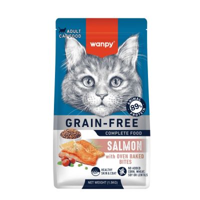 Wanpy Grain Free суха храна за котки със сьомга, 1.5 кг