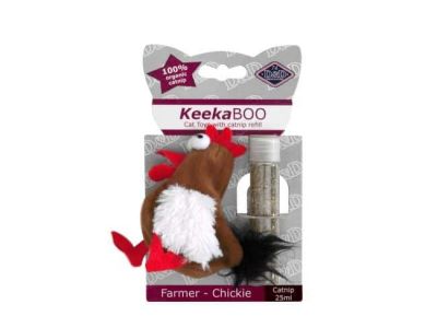 EBI - KeekaBOO Farmer Chickie - плюшена играчка с котешка трева 25мл 