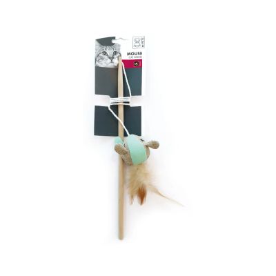M-Pets - Mouse cat toy - Въдица Мишка, флуоресцираща, 35 см