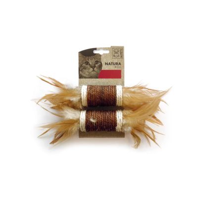 M-Pets - Natura Rolls Pack - Котешка играчка 2бр. рулца с пера, натурална 24x4.5x4.5 см