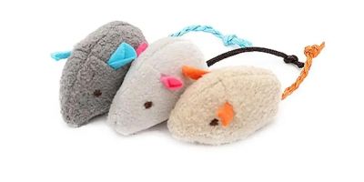 PlayMe Plush Mouse - Играчка за котка Плюшени мишки с Catnip 3 бр