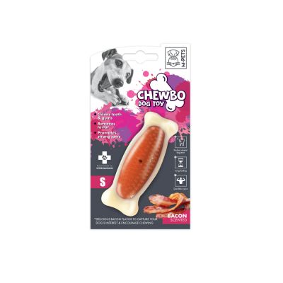 M-Pets - Chewbo Bone Clean Dental Bacon Scented - Дентална играчка, кокал изпъкнал, бекон М