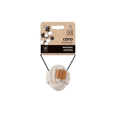 М-PETS COTO White Ball Въжена топка, Eco памук, бяла 6,5 см