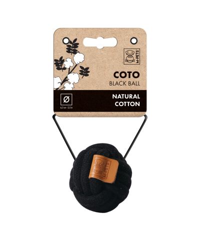 M-PETS COTO Black Ball - Въжена топка, Eco памук, черна 6,5 см