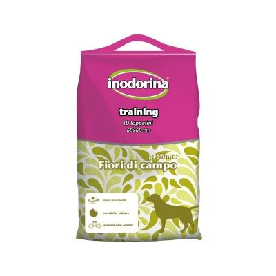  Inodorina Training Pads - Подложки за куче с аромат на цветя и залепващи ленти 60 х 60 см / 10 бр