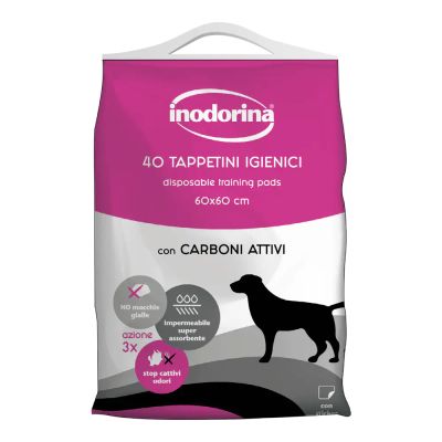 Inodorina Carboni Attivi - Подложки с активен въглен и залепващи ленти, 60 х 60 см / 40 бр
