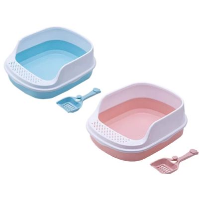 PlayMe - High Shield Half-Covered Non-toxic Cat Toliet 49 cm - Котешка тоалетна с висок борд + лопатка 49