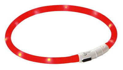 Kerbl - Светещ нашийник за куче с USB зареждане 55 см. червен