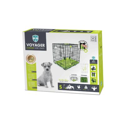 M-Pets - Voyager Wire Crate 2 doors Green - метална, сгъваема клетка със зелено дъно S 61 / 46 / 48, 2 врати