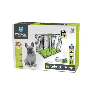 M-Pets - Voyager Wire Crate 2 doors Green - метална, сгъваема клетка със зелено дъно М 76 / 48 / 53, 2 врати