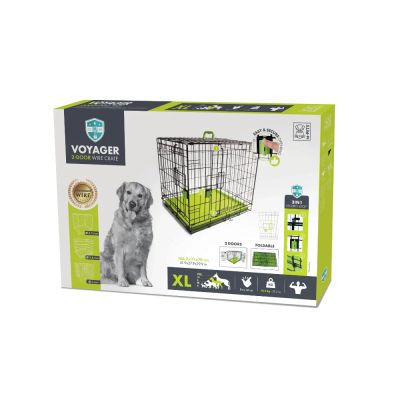 M-Pets - Voyager Wire Crate 2 doors Green - метална, сгъваема клетка със зелено дъно XL - 107 / 71 / 76, 2 врати