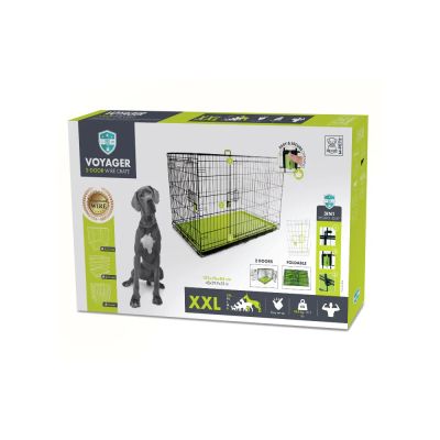 M-Pets - Voyager Wire Crate 2 doors Green - метална, сгъваема клетка със зелено дъно XXL - 122 / 76 / 84, 2 врати