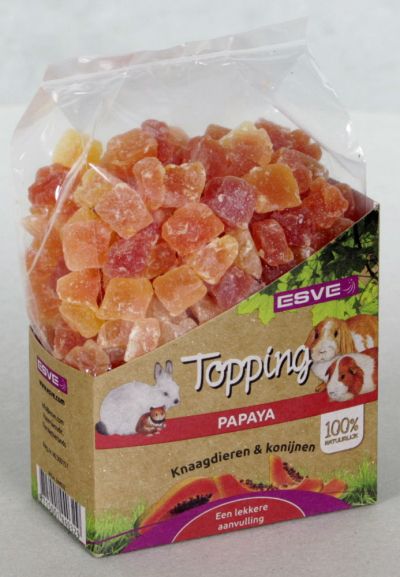 ESVE Papaya Topping - лакомство за зайци и гризачи, топинг парченца папая, 250 г