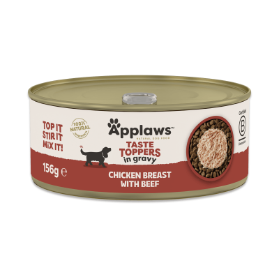 Applaws Taste toppers in gravy - консерва за куче месни хапки с пилешко филе и телешко сос грейви 156 г