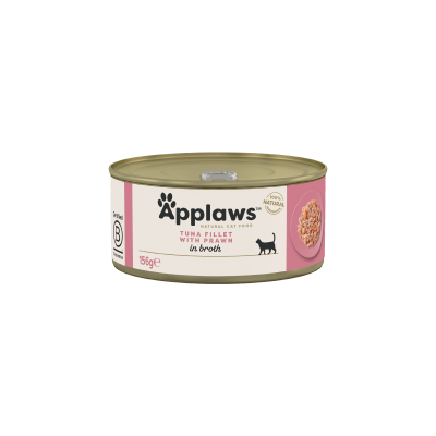 Applaws Tuna Fillet with Prawn in broth 156g - Месни хапки за котка с риба тон със скариди в бульон