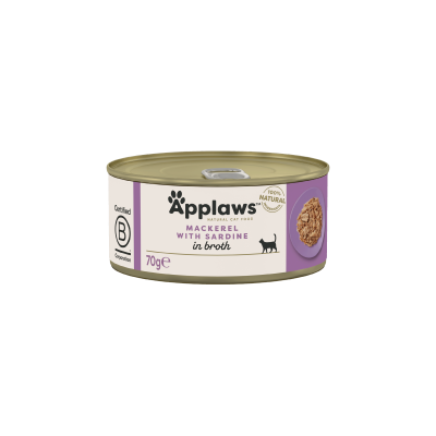 Applaws Mackerel with Sardine 70g - консерва за котка месни хапки Скумрия и Сардини в бульон