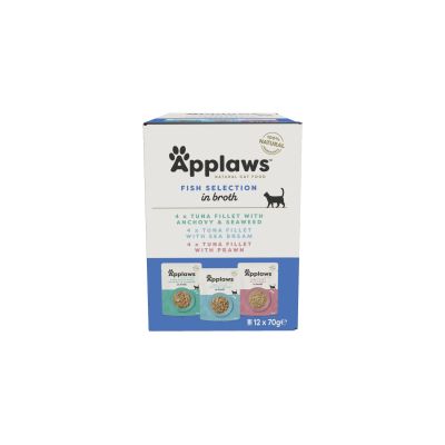 Applaws Fish in Broth Multipack 12x70g - Комбинирани паучове за котка с Риба