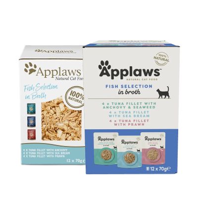 Applaws Fish in Broth Multipack 12x70g - Комбинирани паучове за котка с Риба