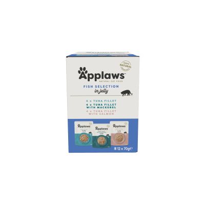 Applaws Fish Selection in Jelly 12x70- Паучове за котка с риба в желе комбинирани