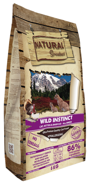 NATURAL Greatness Wild Instinct Cat and kitten with Chicken and Turkey 2kg – храна за малки и пораснали котки с 86% пилешко и пуешко месо