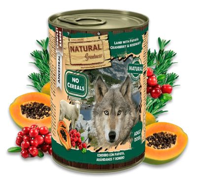 NATURAL Greatness - Lamb with Papaya, Cranberry and Rosemary - Консерва за куче с Агне, папая, боровинки и розмарин, 400гр.