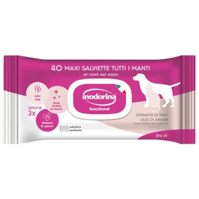 Inodorina Refresh Extra 40бр - мокри кърпички куче или котка с Мляко и Ванилия с добавено Арганово масло 