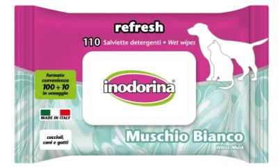 Inodorina Refresh 110бр - Мокри кърпички за куче или котка с бял мускус 