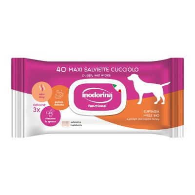 Inodorina Salviette cuccioli 40бр - Мокри кърпички за кученца, с мед и билки 