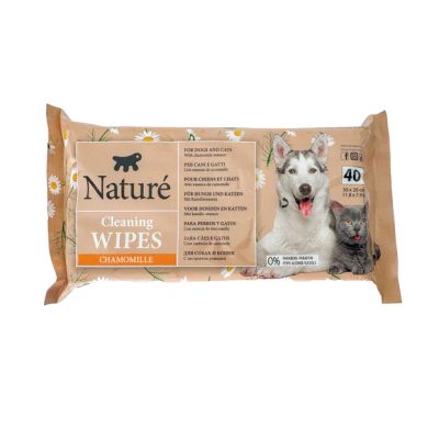 NATURÉ CLEANING WIPES CHAMOMILLE 40бр - Почистващи кърпички за кучета и котки с лайка