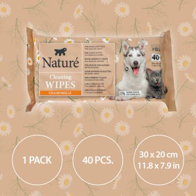 NATURÉ CLEANING WIPES CHAMOMILLE 40бр - Почистващи кърпички за кучета и котки с лайка