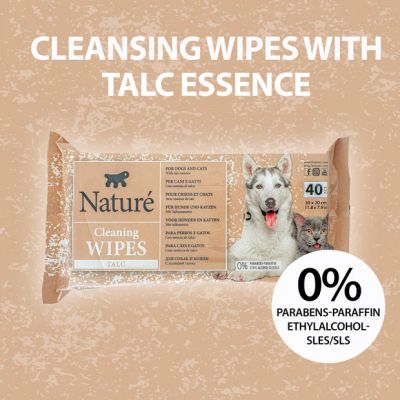 NATURÉ CLEANING WIPES TALC 40бр - Почистващи кърпички за кучета и котки с талк