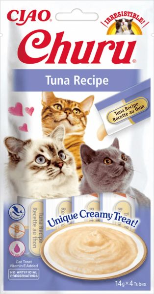Inaba - Churu Puree - Лакомство за котки нежен крем с риба тон 4 бр в опаковка х 14гр