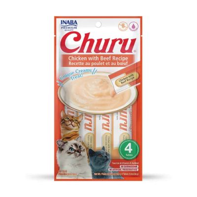  Inaba Churu Puree - Кремообразно лакомство за котка с пиле и телешко 4x 14g