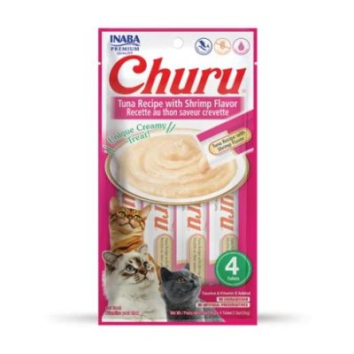 Inaba Churu Puree - Кремообразно лакомство за котка с риба тон и скариди 4x14g