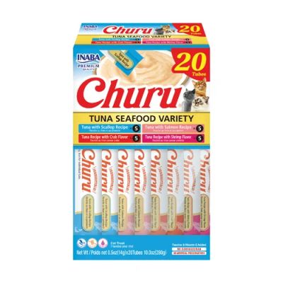 Inaba Churu Varieties - Лакомство за котка нежен крем с Морски дарове 20 бр - 4 вида х 5 бр